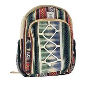 Fwosi Mochila Hippie de cáñamo Mochila de viaje para mujeres y hombres, bolsa de libros con funda para computadora portátil, hecha a mano en Nepal Bolsa ligera duradera para portátil, Multicolor,