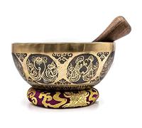 Fwosi Tazón tibetano - 8.5 pulgadas hecho a mano Lord Buddha Sound Bowl juego de meditación con mazo, golpeador, cojín, instrumentos para yoga y curación de chakras