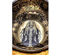 Fwosi Tazón tibetano - Juego de accesorios de meditación para yogui de 8.5 pulgadas, golpeador, cojín, artículos esenciales hechos a mano para yoga, curación de chakras, campana de relajación, regalos
