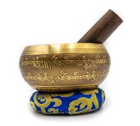 Fwosi Tazones tibetanos para cantar - Juego de meditación de calash con mazo, delantero, cojín, instrumentos para yoga, energía, curación de chakras, campana de atención plena (4.5 pulgadas)