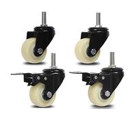FWPGFVY M8 M10 M12 Threaded Casters 2-Inch 50mm Universal Nylon Wheels with Brake 200kg Load Capacity for Furniture Chairs Beds - Set of 4 Screw-In Design