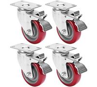 FWPGFVY Ruedas de Transporte de Alta Resistencia 4 Ruedas universales de Poliuretano con rotación de 360° Capacidad de Carga de 500 kg 100 mm 4 Frenos para Mayor Estabilidad y Movilidad