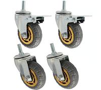 FWPGFVY Ruedas giratorias de Goma Resistentes de 3 a 5 Pulgadas con Rosca M12, silenciosas, industriales, con Capacidad de Carga de 300 kg y Bloqueo con amortiguación, universales para fáb