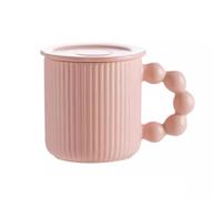 fwqnvSI Taza de café, bonitas tazas de café, taza de cerámica de 355 ml, taza japonesa for desayuno con asa, ideal for capuchino, cacao, café con leche y bolsitas de té.(Pink)