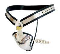 FWTDPNDQ Cinturón de castidad para hombres: jaula para el pene hecha de un material metálico ligero y portátil de acero inoxidable con tapón anal extraíble, para SM y juguetes sexuales