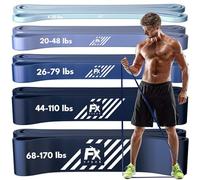 FX FFEXS Premium Latex Bandas Dominadas - Bandas de Resistencia Pull Up Ejercicio (5 Bandas - Set Azul)