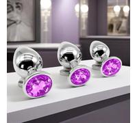 Fx1h - Kit de tapones de ejercicio masculino herméticos de acero inoxidable de 3 piezas para hombres y mujeres (morado), experimenta las últimas modas y novedades