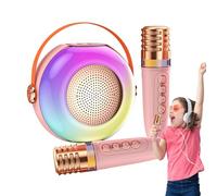 FxaumsGxuk Máquina De Karaoke Infantil, Reproductor de Música y Altavoz con Dos Micrófonos, Altavoz Karaoke con Efectos De Luz, para Fiestas Infantiles, Celebraciones Familiares, Cumpleaños Y Eventos