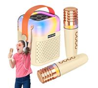 FxaumsGxuk Máquina de Karaoke Mini - Altavoz Inalámbrico para Cantar con 2 Micrófonos - De Karaoke para Cantar,para Fiestas en Casa, Jardín, Oficina y Eventos al Aire Libre
