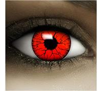 FXCONTACTS "Lentillas de color"Devil" + cápsulas de sangre artificial + recipiente de FXContacs en blanco, blandas, sin dioptrías pack de 2 unidades - sin corregir"