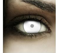 FXCONTACTS Lentillas de contacto "Frozen Zombie" blancas con tatuajes de Halloween, 1 par, sin receta
