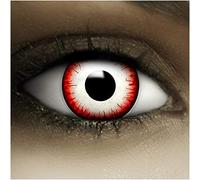 FXCONTACTS Lentillas de contacto "Undead Zombie" blancas y rojas con tatuajes de Halloween, 1 par, sin receta