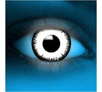 FXCONTACTS Lentillas de contacto "UV Vampir" blancas con tatuajes de Halloween, brillan bajo la luz UV, 1 par, sin receta