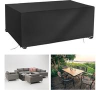 FXGZCJ Funda para Muebles de Jardín Exterior, Funda Mesa Exterior Impermeable, Tela Oxford 420D, Anti Viento, Anti UV Fundas Protectora Mesa Exterior con,Negro, 215x100x95cm