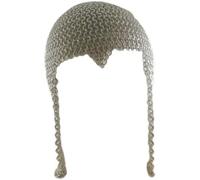 FXIM - Disfraz medieval de aluminio con tope de cota de malla de malla para recreación, bellamente diseñado, armadura LARP, plateado, Adultos