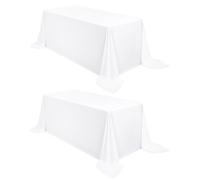 FXKS 2 Paquetes de Mantel Rectangular de 90 x 132 Pulgadas Mantel de Poliéster Blanco para Mesas de 8 pies,Tela Lavable Resistente a Las Manchas y Las Arrugas Manteles de Mesa para Bodas Cocina