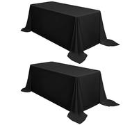 FXKS 2 Paquetes de Mantel Rectangular de 90 x 132 Pulgadas Mantel de Poliéster Negro para Mesas de 8 pies,Tela Lavable Resistente a Las Manchas y Las Arrugas Manteles de Mesa para Bodas Cocina