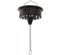 FXLAB Motor de bola de espejo alimentado por pilas con luces LED multicolor brillantes que parpadean a la música con cadena colgante para discoteca, espectáculo, fiesta, decoración