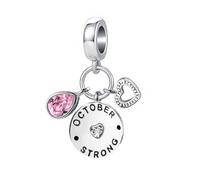 FXLKJY Abalorio de corazón de cristal con piedra natal de enero a diciembre de 12 meses para pulsera y collar, Metal, Sin piedra preciosa