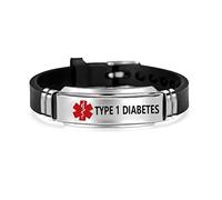 FXLKJY Pulsera de identificación de alerta médica negra para hombre, pulsera de cadena ajustable de acero inoxidable de primeros auxilios de emergencia