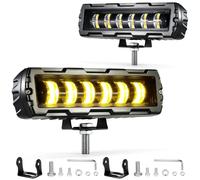 Fxlpower 10D Faro de Trabajo LED 9-36V IP68 Blanco y Ámbar 159mm, 2 Pzs | Luz Antiniebla, Barra Auxiliar, para Todoterreno y Tractor, Carcasa de Aluminio, Foco Concentrado Largo Alcance