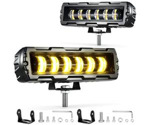 Fxlpower 10D Faro de Trabajo LED 9-36V IP68 Blanco y Ámbar 159mm, 2 Pzs | Luz Antiniebla, Barra Auxiliar, para Todoterreno y Tractor, Carcasa de Aluminio, Foco Concentrado Largo Alcance