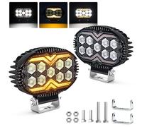Fxlpower 2 Pcs Foco de trabajo led de Coche 12V, 5.4 pulgadas Naranja Blanca Luz de inundación 3100lm 6000K/3000K IP67 Impermeable Off-road Foco para Pickups Tractors Excavators Camión Barco SUV