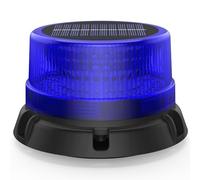 Fxlpower Energía Solar Rotativo Luz LED Estroboscópica Batería con Cable USB de 1,4 metros, Recargable Azul Luz de Emergencia para Carretilla Elevadora Tractor Remolque Quitanieves