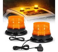 Fxlpower Luz Estroboscópica LED 12V-24V Magnética, Amarillo, 2 Unidades | Imán a 130 km/h, Cable de 4,8m, Conector Mechero, 7 Modos Flash, IP67, para Tractores, Grúas y Camiones de Obra