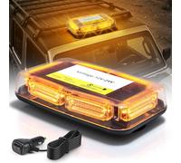 Fxlpower Rotativo Luz LED Estroboscópica, 12V-24V 90 LED Amarillo Luz de Emergencia para Vehículos de Construcción Carretilla Elevadora Tractor Remolque Quitanieves