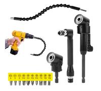 FxlStelrion 14 Piezas Adaptador de Destornillador Angular Set，Adaptador Destornillador 105 °，Prolongador Flexible, Ideal para Perforaciones en MúLtiples áNgulos