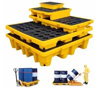 FXLUHAY Bandeja Modular De Contención Derrames Petróleo con Rejilla, Plataforma Antiderrames For Tambores, Control Fugas Industriales(120 * 120 * 10cm)