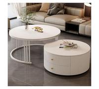 FXLUHAY Juego de 2 mesas de Centro apilables con Amplio Espacio de Almacenamiento y fácil Mantenimiento. Ideales for Sala de Estar, Dormitorio, Oficina, balcón o apartamento.