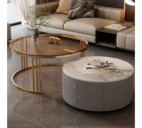 FXLUHAY Juego de 2 mesas de Centro apilables con Amplio Espacio de Almacenamiento y fácil Mantenimiento. Ideales for Sala de Estar, Dormitorio, Oficina, balcón o apartamento.(Motley,Q)