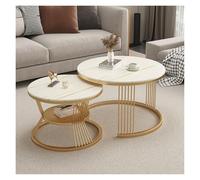 FXLUHAY Juego de 2 mesas de Centro Redondas apilables, Ideales for la decoración del hogar, la Oficina, el salón, el Dormitorio o la Entrada. Medidas: 60 cm x 45 cm.(A)