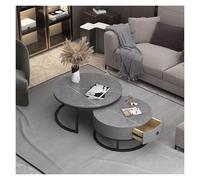 FXLUHAY Juego de 2 mesas de Centro Redondas Modernas con cajón y Estructura metálica. Elegantes mesas auxiliares apilables for Sala de Estar o Dormitorio.(9,80 * 60cm/31.4 * 23.6in)