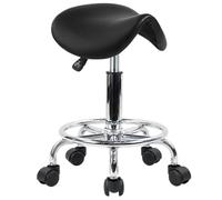 FXLUHAY Silla con Ruedas Ajustable con Ruedas - Taburete de Bar Giratorio sin Brazos de Cuero PU for Laboratorio, Clínica, Dentista, Médico, Masaje, Salón