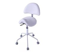 FXLUHAY Silla de Montar Ajustable con Respaldo, Taburete Extra Alto de 65 a 80 cm for técnicos de estilistas e higienistas, Asiento for consultorios dentales y Salones de Belleza.(White)