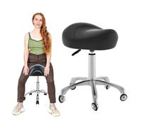 FXLUHAY Silla de Montar Ajustable for salón, taburetes con Ruedas for higienistas dentales, Silla de Oficina hospitalaria Profesional, Star of Light(Black)