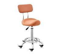 FXLUHAY Silla de Oficina con Ruedas, Taburete hidráulico elevable con Ruedas y reposapiés bloqueables, Asiento Tipo Silla for esteticistas e higienistas dentales.(Light Brown)