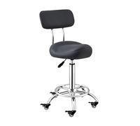 FXLUHAY Silla de Oficina con Ruedas, Taburete hidráulico elevable con Ruedas y reposapiés bloqueables, Asiento Tipo Silla for esteticistas e higienistas dentales.(Black)