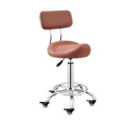 FXLUHAY Silla de Oficina con Ruedas, Taburete hidráulico elevable con Ruedas y reposapiés bloqueables, Asiento Tipo Silla for esteticistas e higienistas dentales.(Dark Brown)
