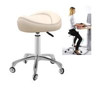 FXLUHAY Silla de Oficina con Taburete en Forma de Silla de Montar, Silla de salón médica con Asiento de Silla de Montar for higienista Dental, Taburete de Taller de Masaje for Oficina en casa(Beige)
