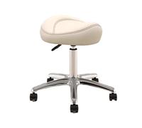 FXLUHAY Silla de Oficina Tipo sillín, Altura Ajustable de 36 a 50 cm, Asiento de Metal for salón de higienistas dentales y Artistas con Giro de 360°.(Beige)