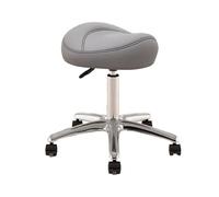 FXLUHAY Swivel Chair Saddle Office Chair Adjustable Height 36~50 Cm, Metal Salon Saddle Seat with 360° Swivel PU(Light Gray)