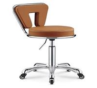 FXLUHAY Taburete con Ruedas, Taburete Master Saddle con Asiento de Cuero sintético con patrón Monroe, Altura 41~55 cm, Peso soportado 160 kg