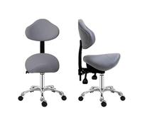 FXLUHAY Taburete de Oficina con Forma de Silla de Montar y inclinación, de 53 a 66 cm de Altura, Ideal for peluquería Canina.(Light Gray)