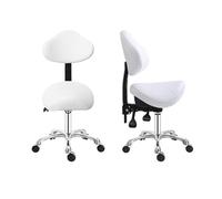 FXLUHAY Taburete de Oficina con Forma de Silla de Montar y inclinación, de 53 a 66 cm de Altura, Ideal for peluquería Canina.(White)