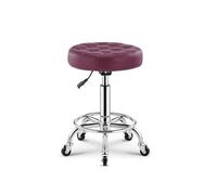 FXLUHAY Taburete de peluquería con Ruedas y Asiento de Piel sintética roja, Altura 45-59 cm, Peso soportado 160 kg, Taburete Redondo for Cocina.(Style#3)