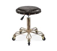 FXLUHAY Taburete de peluquería con Ruedas y Asiento de Piel sintética roja, Altura 45-59 cm, Peso soportado 160 kg.(Style#6)